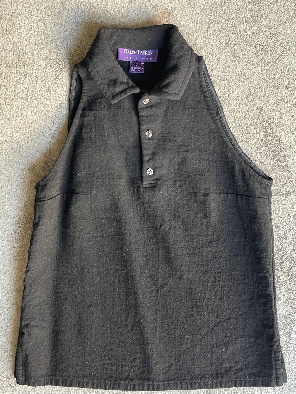 VTG Ralph Lauren Collection Purple Label 100% Wool Sleeveless Collared Knit Top
